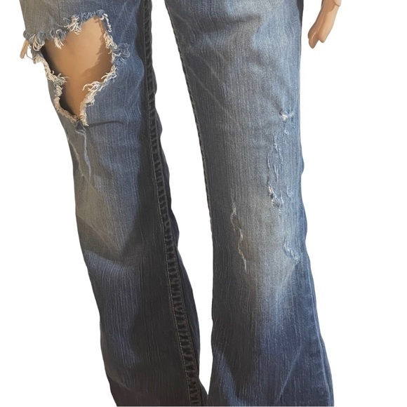 Big Star Sweet Ultra Low Rise Decontructed/Ripped Bootcut Jeans - Picture 4 of 13